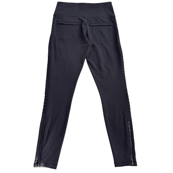 Athleta Delancey Moto Tight Sz Small Black Ankle Zip. Back Zip Pockets - Picture 10 of 15